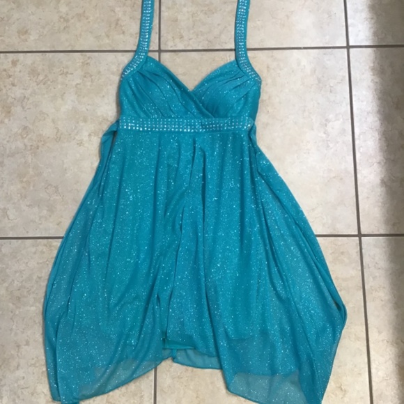 Aqua Green Halter Top Evening Dress - Picture 2 of 4
